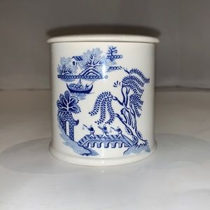 VINTAGE JAPANESE SADLER ENGLAND BLUE WILLOW JAM JAR WITH LID